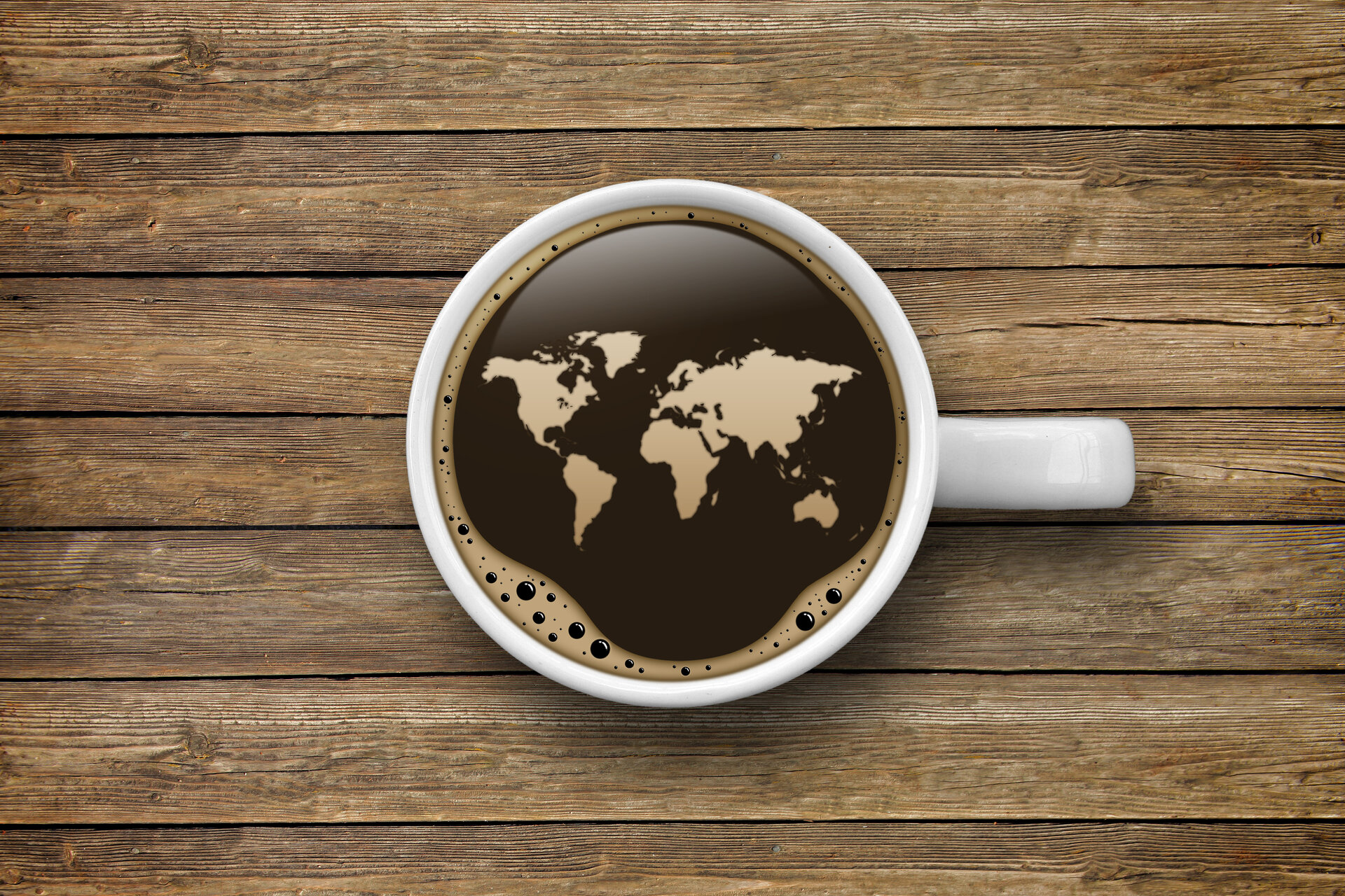 Kaffeetasse mit Weltkarte